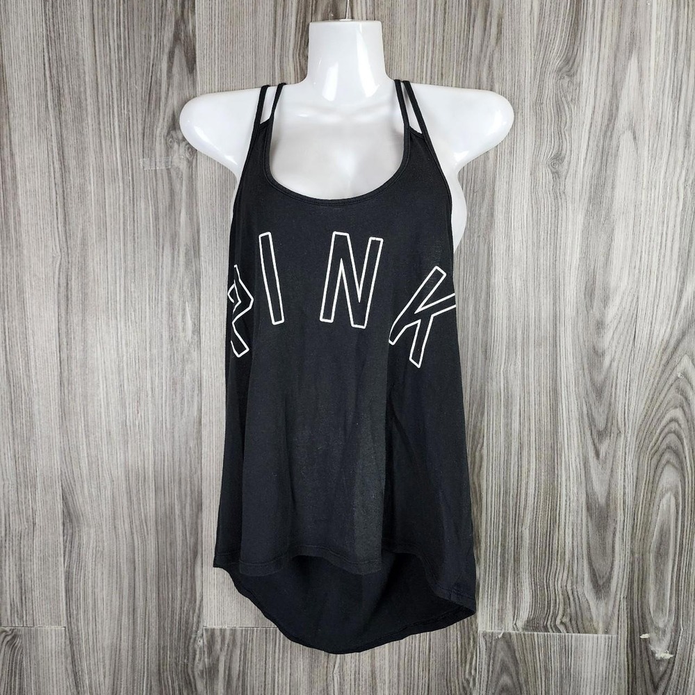 Victoria's Secret PINK Graphic Logo‎ Black Halter Tank Top - Size M